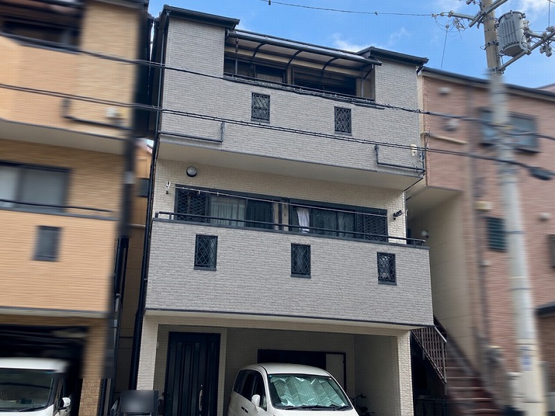 大阪市平野区の外壁塗装後の戸建て住宅