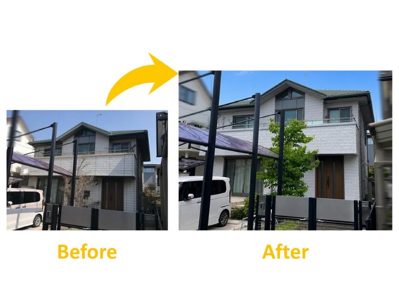 築26年の積水ハウスの外壁塗装の施工事例(施工費用:約210万円)(ビフォーアフター)