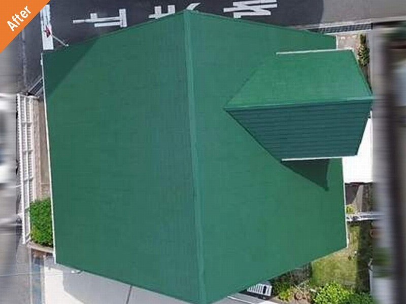 松原市の屋根塗装後の築20年住宅のスレート瓦