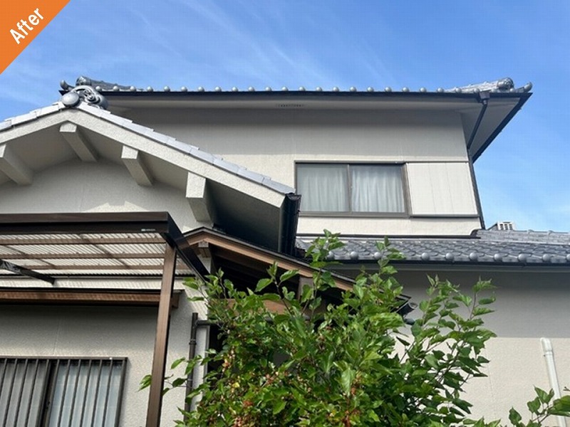 外壁塗装後のモルタル外壁の住宅