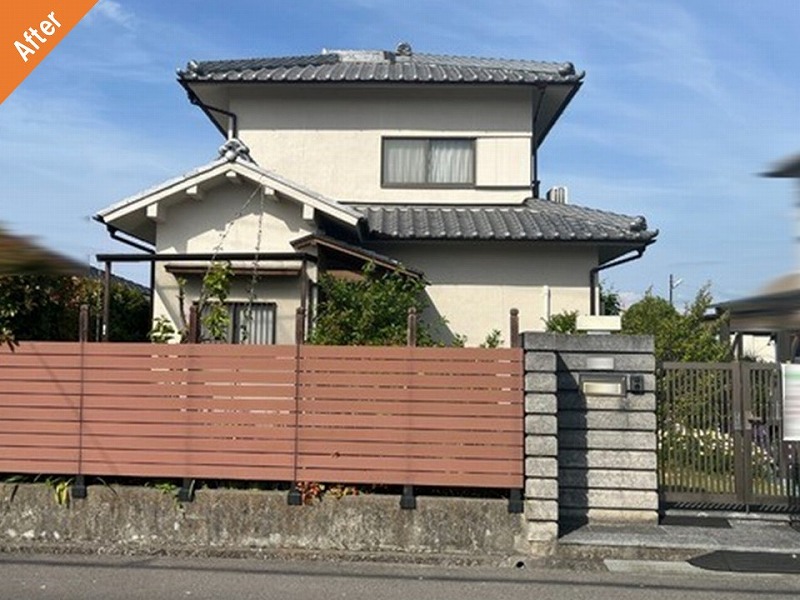 貝塚市の外壁塗装後のモルタル外壁の住宅