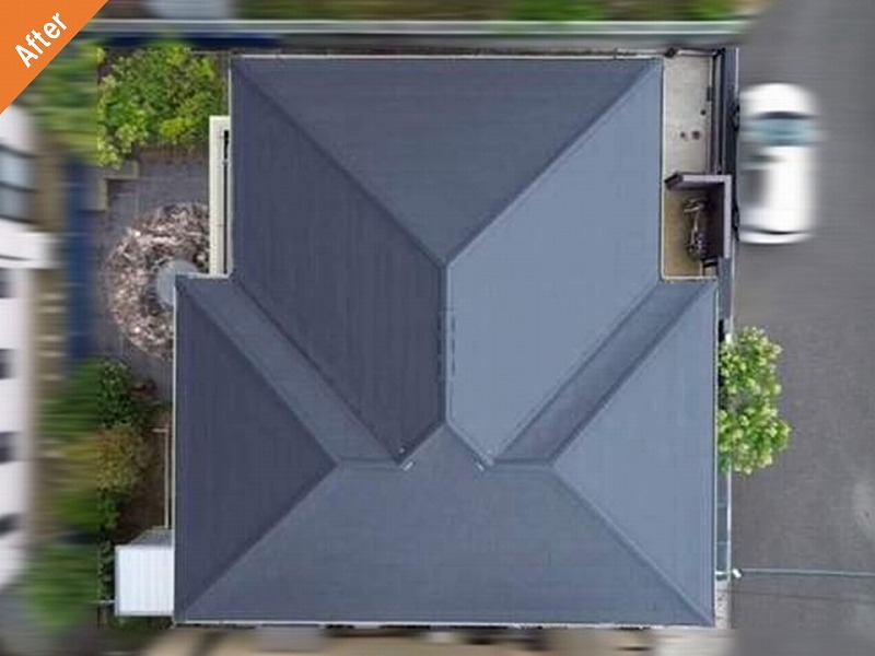 屋根カバー工法後のガルバリウム鋼板屋根